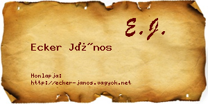 Ecker János névjegykártya